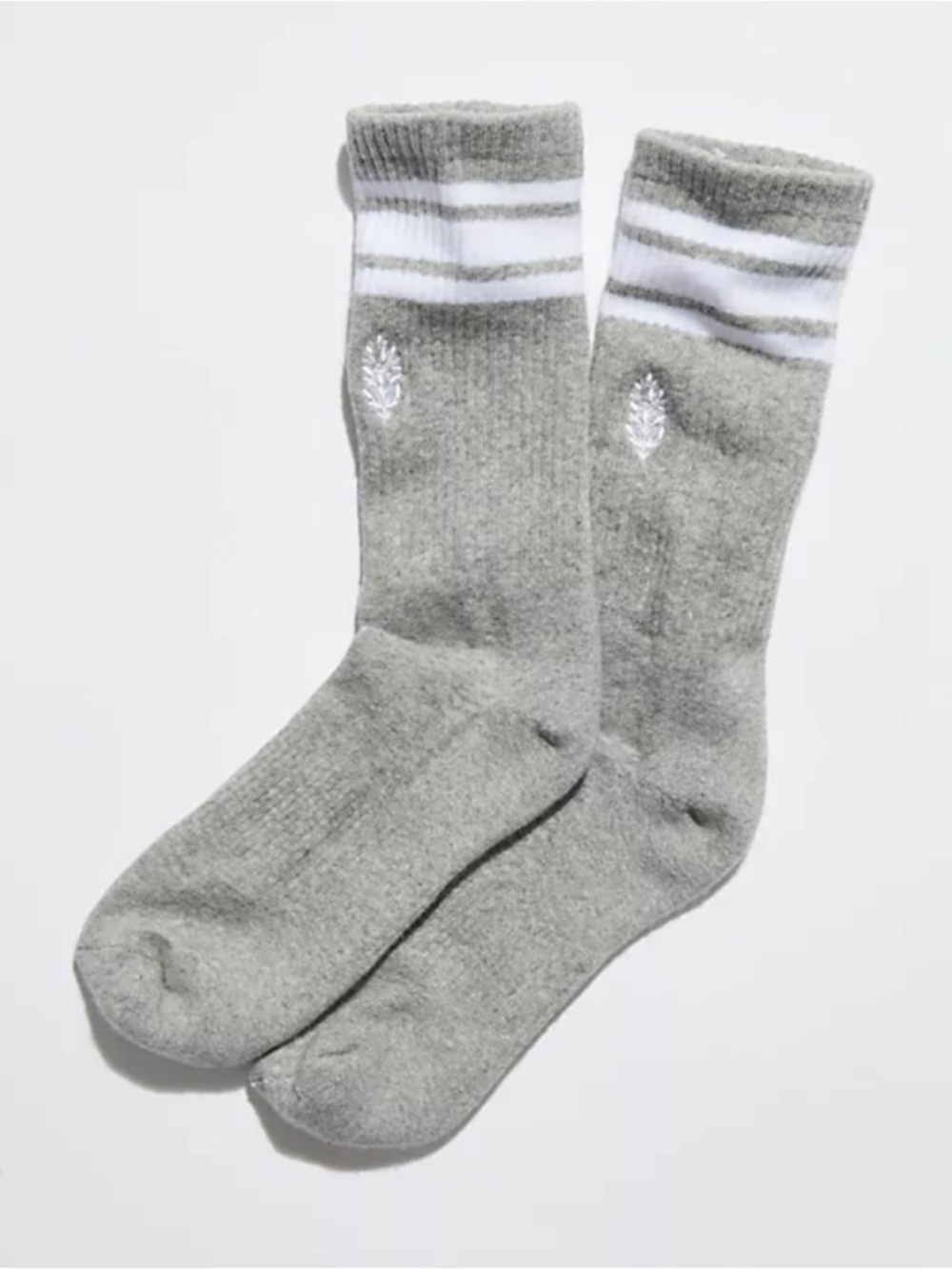 NEW FREE PEOPLE Movement Logo Stripe Tube Socks Gray White